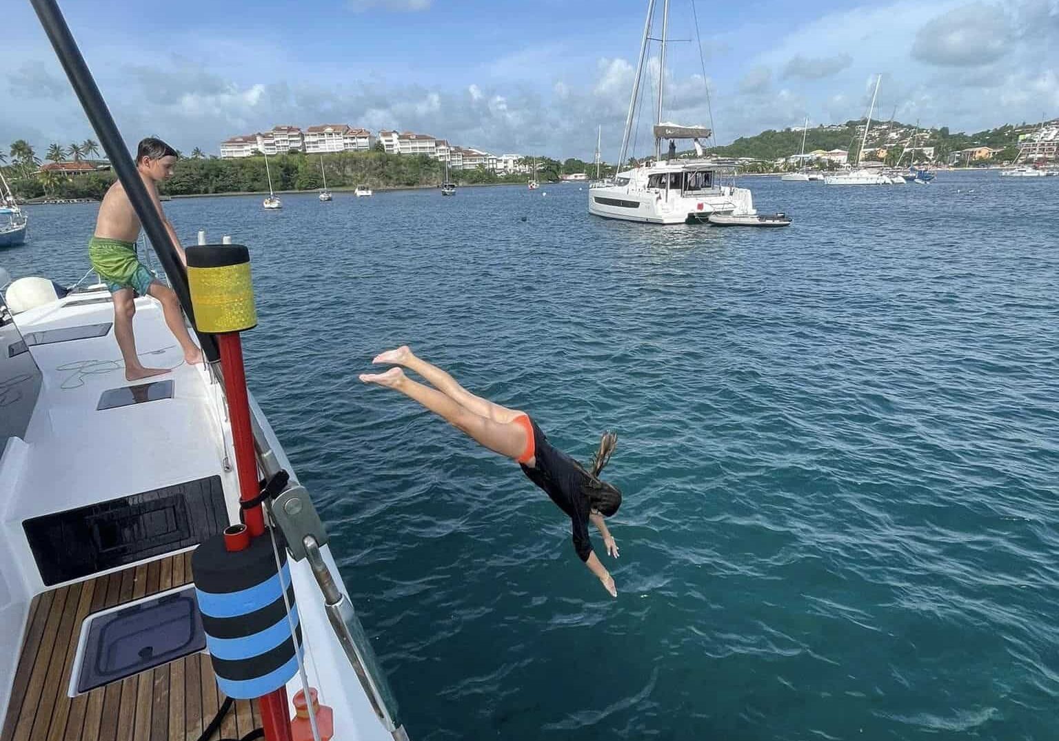 jumping off the boat charter with kids